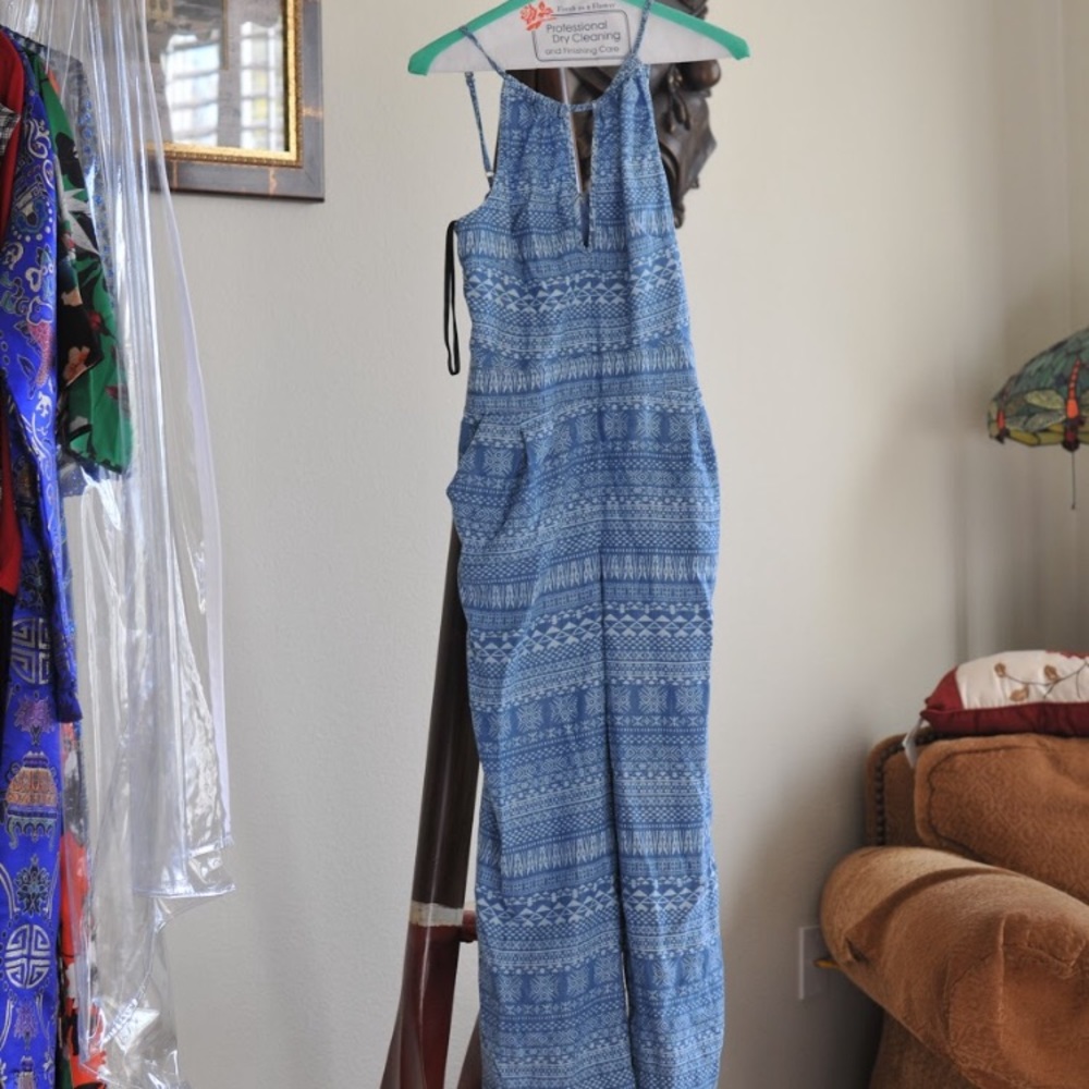 Bebe blue tribal jumpsuit